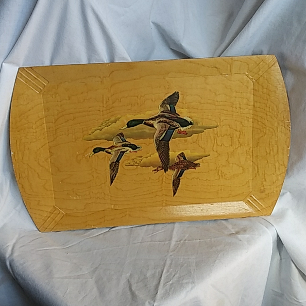 Mallard decorated wood tray